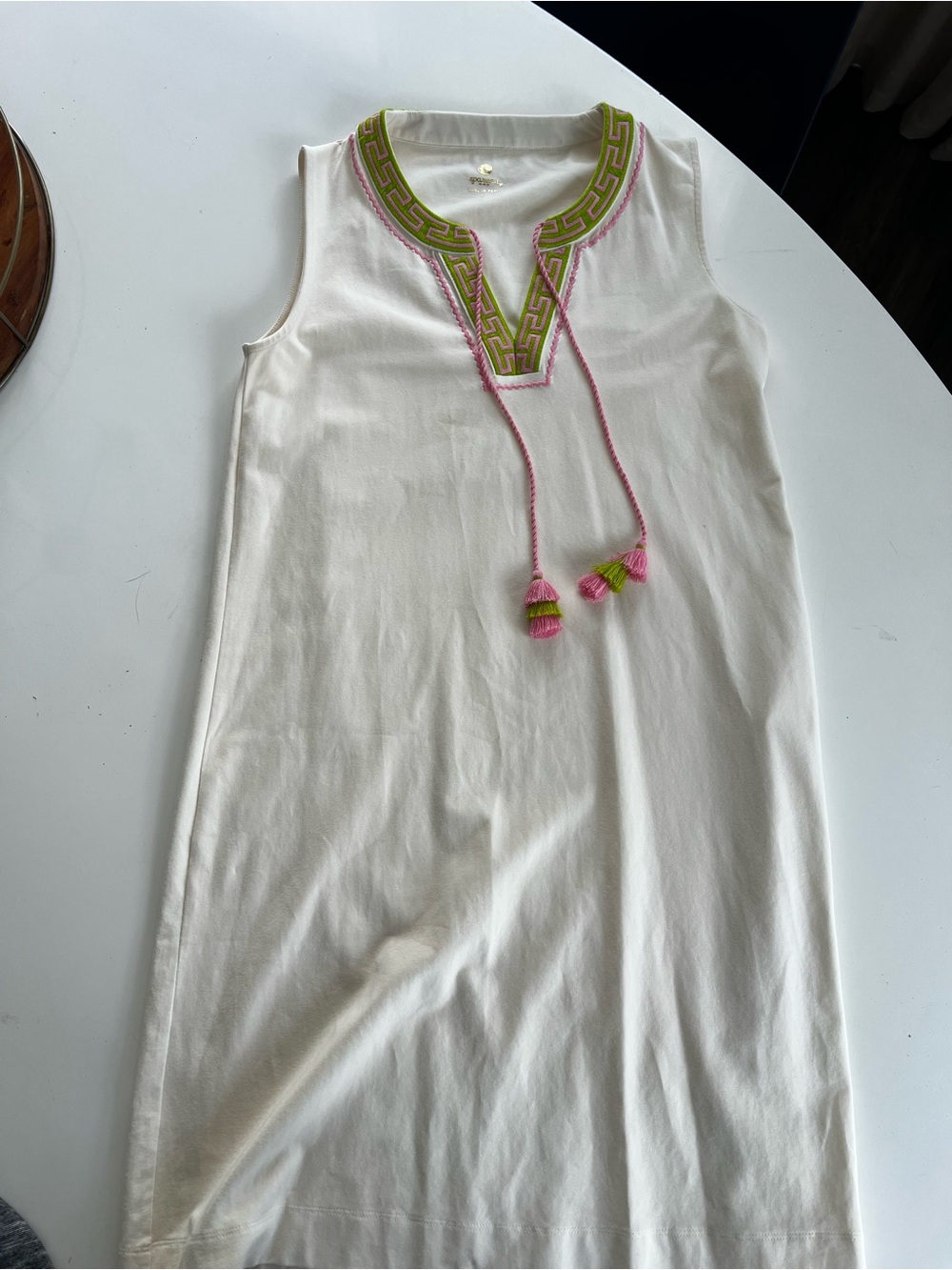 Spartina 449 Cream Sleeveless Dress with Pink & Lime Trim
